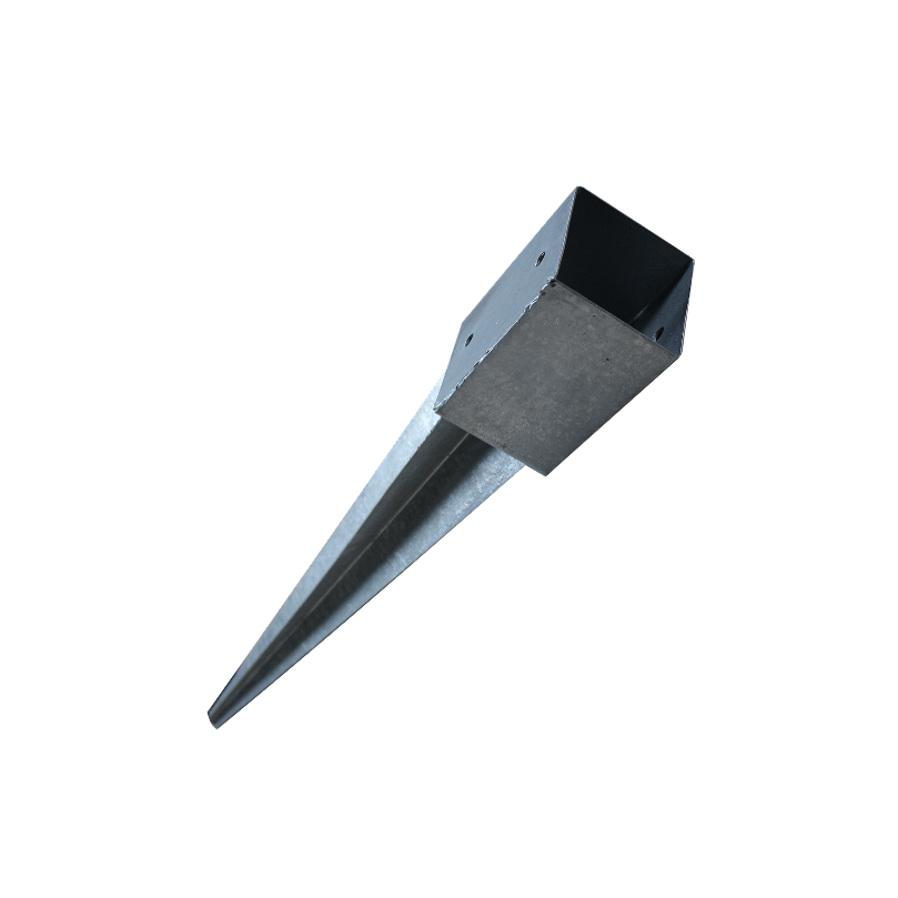 Pied de poteau (7x7cm & 9x9cm) en acier galvanisé sur pointe